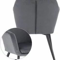 EUGAD Polsterstuhl (1 Stück), Küchenstuhl Samt Stuhl Sessel mit Armlehne, Metallbeine, für Esszimmer Wohnzimmer, Schwarz Dunkelgrau -Eugad Möbel Einkaufen 00102904 be53 4649 a046 adba0d096e23