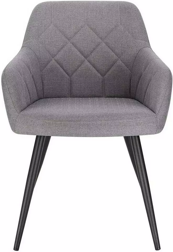 EUGAD Esszimmerstuhl (1 Stück), Wohnzimmerstuhl aus Leinen Polsterstuhl mit Armlehnen und Rückenlehne schwarze Gestell aus Metall Hellgrau Dunkelgrau 4 EUGAD Esszimmerstuhl (1 Stück), Wohnzimmerstuhl aus Leinen Polsterstuhl mit Armlehnen und Rückenlehne schwarze Gestell aus Metall Hellgrau Dunkelgrau – Bild 4