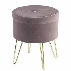 EUGAD Sitzhocker, Samthocker mit Stauraum, rund, mit stabilen goldenen Metallfüßen, Türkis Dunkelgrau, Dunkelgrün, Hellgrau, Rosa, Türkis -Eugad Möbel Einkaufen 001b9df4 1e85 51f8 b342 e5e041155769
