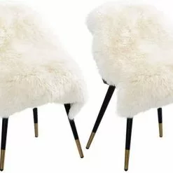 Teppich, EUGAD, 2er-Set Öko Lammfell echtes Longhair Fell L (90-99)x60cm Weiß