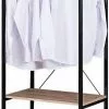 EUGAD Kleiderständer, Garderobenständer mit 2 Ablagen Holz Metall Schwarz-Hell Eiche Schwarz-Vintage, Wei&szlig;-Eiche