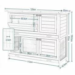 EUGAD Tierhaus, Hasenstall Kaninchenstall Hasenkäfig Kleintierstall Meerschweinchen Massivholz Hellrot 120 x 50 x 100,5 cm Grau-Wei&szlig;, Hellbraun -Eugad Möbel Einkaufen 024fe443 cded 4db0 a38b 8d6b8fa9c954