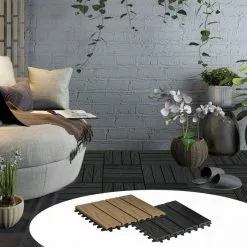 EUGAD WPC-Fliesen, 22 Stück WPC Terrassenfliesen 30x30cm Holzstruktur Coffee Anthrazit, Dunkelgrau, Hellgrau -Eugad Möbel Einkaufen 0268432c 297f 5f7c b905 ac65eb27e27f