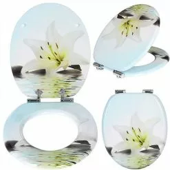 EUGAD WC-Sitz (1-St), Toilettensitz, WC Sitz mit Absenkautomatik, MDF, Holz, Softclose Scharnier Gr&uuml;ne Bl&auml;tter, Holzfarbe, Lilie, Seestern, Seestern Am Strand, Seestern Sonnenuntergang, Stone, &lrm;Lila Blume und Stones -Eugad Möbel Einkaufen 02c25f07 62cb 4ddb a907 d9360d606a3e