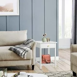 EUGAD Nachttisch, 2er-Set Nachtkommode Sofatisch Kaffeetisch Beistelltisch Nachtschrank für Wohnzimmer Schlafzimmer mit Schublade mit Ablage aus MDF Weiß -Eugad Möbel Einkaufen 02c2bd58 c6a7 5379 8682 c0c198e26a78