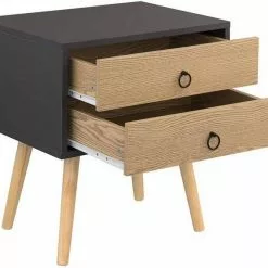 EUGAD Nachttisch, Beistelltisch mit 2 Schubladen Nachtkommode Nachtschrank Holzbeine MDF 46x35x50cm Weiß Grau, Weiß -Eugad Möbel Einkaufen 03b052ec fa40 5ea2 bff5 95ce959ea145