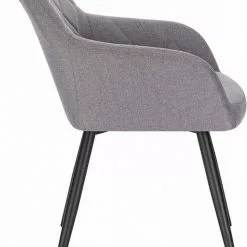 EUGAD Esszimmerstuhl (4 Stück), Wohnzimmerstuhl aus Leinen Polsterstuhl mit Armlehnen und Rückenlehne schwarze Gestell aus Metall Hellgrau Dunkelgrau -Eugad Möbel Einkaufen 04f5aa86 1dab 5cd2 97e6 27488d5eca73