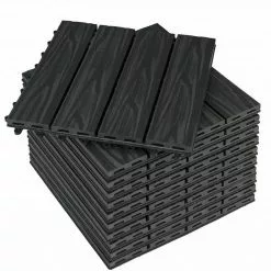 EUGAD WPC-Fliesen, 11 Stück WPC Terrassenfliesen 30x30cm Holzstruktur Anthrazit Coffee, Dunkelgrau, Hellgrau -Eugad Möbel Einkaufen 054d8b4a 87b0 5011 b7c1 61a7fbf62a11