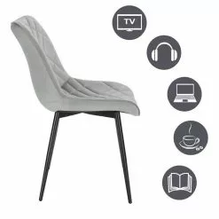 EUGAD Esszimmerstuhl (2 Stück), Küchenstuhl, Polsterstuhl Stuhl,Wohnzimmerstuhl ohne Armlehne, Metallbeine, Samt, Hellgrau Dunkelgrau, Schwarz -Eugad Möbel Einkaufen 05e3c99f 4f8a 42bb 81d4 bb09519c1551