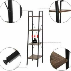 EUGAD Bücherregal, Standregal Badregal Bücherregal Küchenregal Schuhregal aus Holz und Stahl, mit 4 Ablagen, 34 x 35 x 148 cm Golden-Wei&szlig;er Marmor, Schwarz Marmor, Vintage -Eugad Möbel Einkaufen 05ef59d2 b9b2 58b3 a1c4 82b8fcca45b4