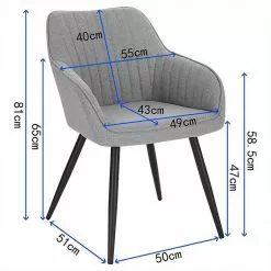 EUGAD Esszimmerstuhl (1 Stück), Küchenstuhl Wohnzimmerstuhl Sitzfläche aus Leinen Polsterstuhl mit Armlehne Metallbeine für Esszimmer Wohnzimmer Küche,Dunkelgrau Hellgrau -Eugad Möbel Einkaufen 05fc113c d95c 5d8b af0c fe2bd1beff1c