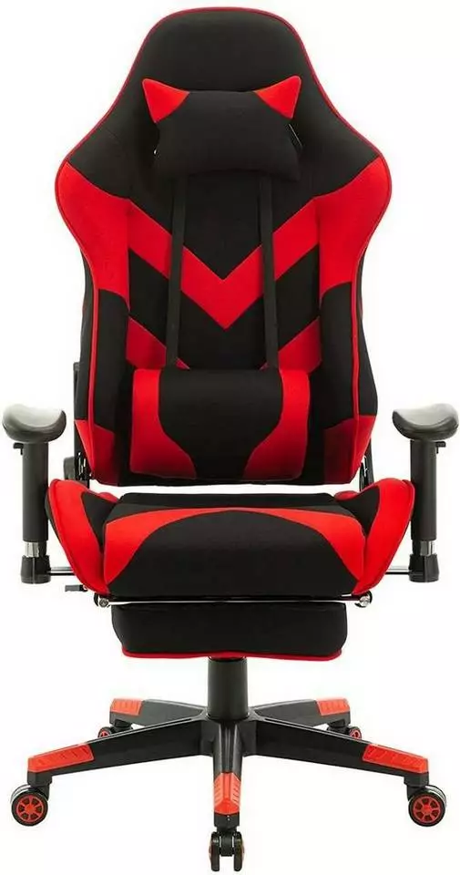 EUGAD Gaming Chair, Bürostuhl, Gaming Stuhl, Stoffbezug Rot Grau, Schwarz 1 EUGAD Gaming Chair, Bürostuhl, Gaming Stuhl, Stoffbezug Rot Grau, Schwarz