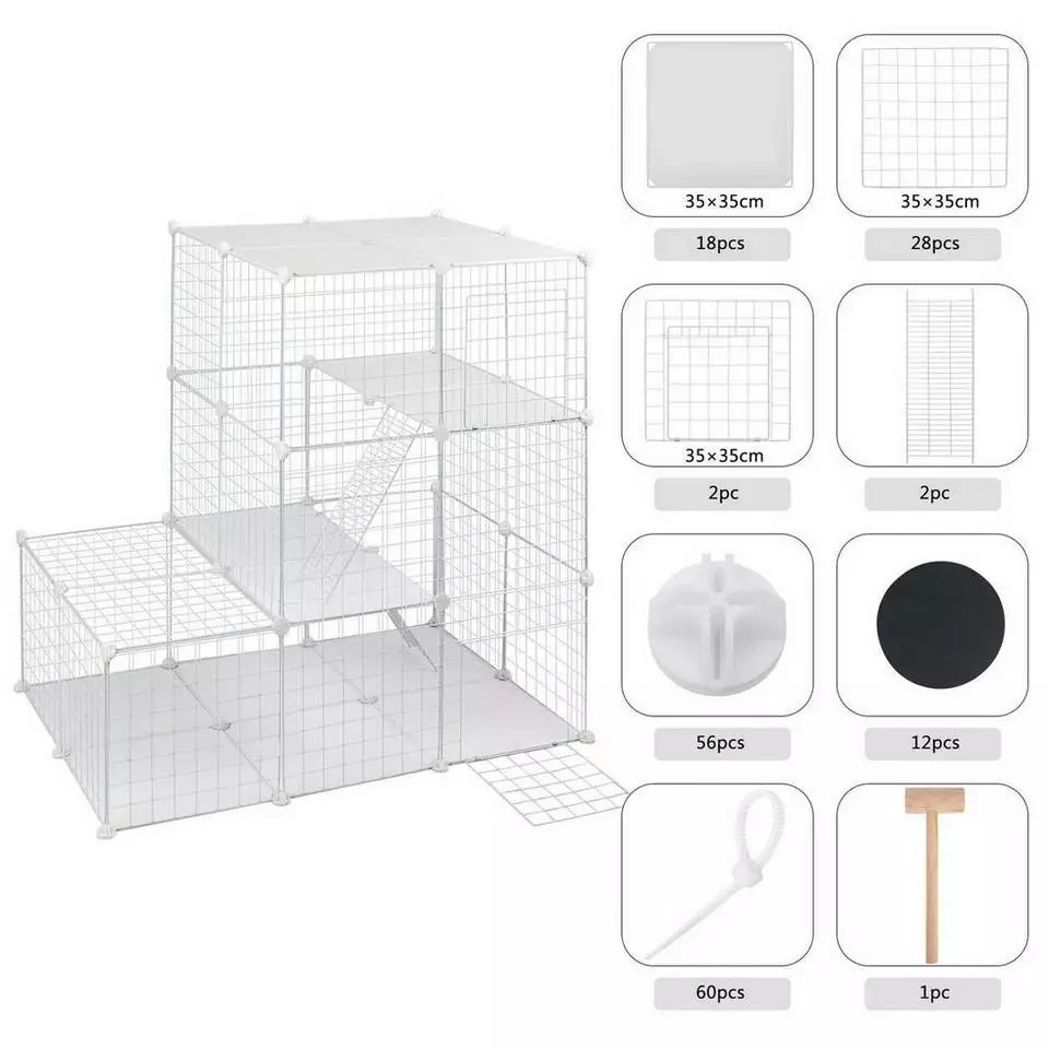 EUGAD Freigehege, Freigehege Kaninchen mit Stauraum Hasen Meerschweinchen Welpenauslauf Laufgitter mit Tür&Treppe DIY Schwarz 48 Platten (35x35cm/Platte) 110x 75 x 110 cm 7 EUGAD Freigehege, Freigehege Kaninchen mit Stauraum Hasen Meerschweinchen Welpenauslauf Laufgitter mit Tür&Treppe DIY Schwarz 48 Platten (35x35cm/Platte) 110x 75 x 110 cm – Bild 7