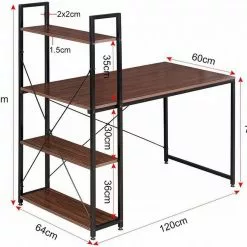 EUGAD Schreibtisch, Bürotisch mit Ablage Holz Stahl 120x64x120cm (BxTxH) Hell Eiche+schwarz Dunkel Buche-Schwarz, Hell Eiche-Schwarz, Hell Eiche-Wei&szlig; -Eugad Möbel Einkaufen 070b6e86 a28d 5a9d af85 953b734f58ff