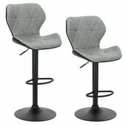 EUGAD Barhocker (2 St), 2er-Set höhenverstellbar und drenbar mit Rückenlehne aus Kunstleder Stahl Grau Anthrazit, Braun, Dunkelbraun