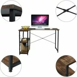 EUGAD Schreibtisch, PC-Tisch Bürotisch Arbeitstisch mit Bücherregal Holz 120x74x71,5 cm Hell Eiche Holz Vintage, Weiß+Hell Eiche -Eugad Möbel Einkaufen 07b5690f 04f6 52be a4d1 af7a29a4754e