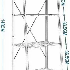 EUGAD Bücherregal, Standregal Bücherregal Metallregal Leiterregal Stufenregal Multifunktionale Regal Industrie Design MDF Metall Schwarz+schwarzer Marmor Golden+Weißer Marmor, Vintage -Eugad Möbel Einkaufen 07ba959a 1835 5cad 9ec8 ad2968157da2
