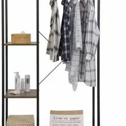 EUGAD Kleiderständer, Garderobenständer Hängeregal mit Schuhregal Holz Metall Schwarz-Hell Eiche Schwarz-Vintage, Weiß-Eiche -Eugad Möbel Einkaufen 0ab1f486 a928 5341 bdbb e7b1c93b7d1b