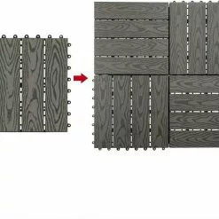 EUGAD WPC-Fliesen, WPC Fliesen Klickfliesen in Holzoptik 11 Stücke für 1m² Grau Anthrazit, Braun, Coffee, Hellgrau -Eugad Möbel Einkaufen 0b6608a8 3556 5580 a0a3 f315c1b678b2