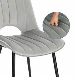 EUGAD Esszimmerstuhl (2 Stück), Küchenstuhl, Polsterstuhl, Wohnzimmerstuhl ohne Armlehne, Metallbeine, Samt, Dunkelgrau Hellgrau, Schwarz -Eugad Möbel Einkaufen 0dc10979 ddd6 4e35 8033 beceb205210b