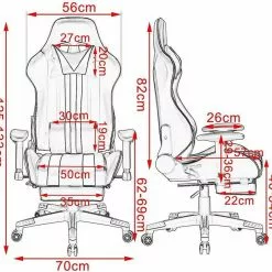 EUGAD Gaming-Stuhl (1 Stück), mit Fußstütze Racing Stuhl Drehstuhl Bürostuhl Schreibtischstuhl PC Stuhl mit Wippfunktion Höhenverstellbar Kunstleder Weiß Grau, Rot, Weiß -Eugad Möbel Einkaufen 0f33777a f206 44fc a857 c690c6ff4ba8