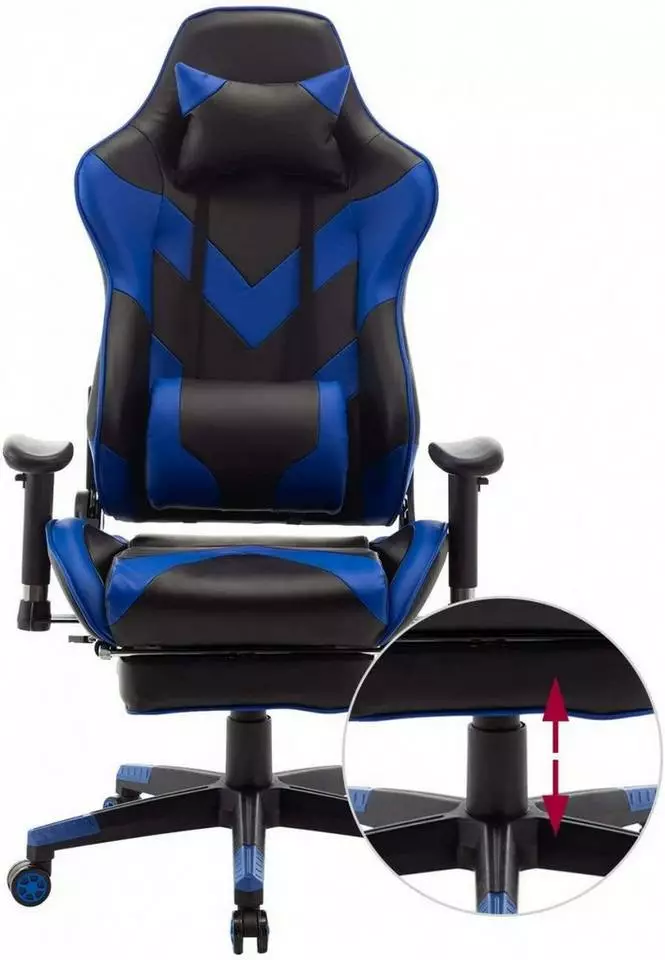 EUGAD Gaming Chair, Bürostuhl, Gaming Stuhl, Kunstleder, mit einstellbaren Armlehnen Rot Blau, Schwarz, Weiß 12 EUGAD Gaming Chair, Bürostuhl, Gaming Stuhl, Kunstleder, mit einstellbaren Armlehnen Rot Blau, Schwarz, Weiß – Bild 12