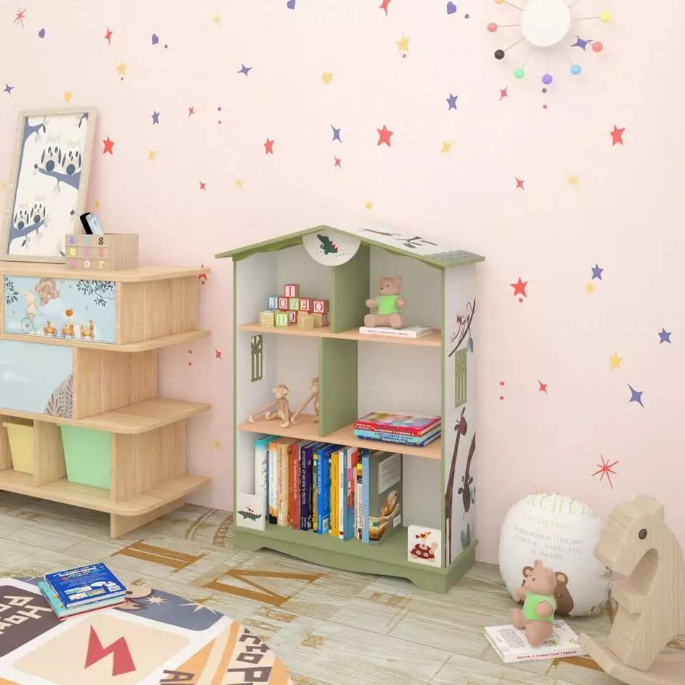 EUGAD Bücherregal, 1-tlg., Kinderregal Aufbewahrungsregal mit 5 Fächern, Zoomotive Spielzeug-Organizer für Kinderzimmer 2 EUGAD Bücherregal, 1-tlg., Kinderregal Aufbewahrungsregal mit 5 Fächern, Zoomotive Spielzeug-Organizer für Kinderzimmer – Bild 2