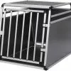 EUGAD Tiertransportbox, Hundetransportbox Alu Hundebox Reisebox Autobox für Husky Samojede Weimaraner Labrador Golden Retriever 90 x 65 x 69 cm XXL Schwarz Grau