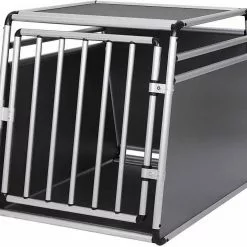 EUGAD Tiertransportbox, Hundetransportbox Alu Hundebox Reisebox Autobox für Husky Samojede Weimaraner Labrador Golden Retriever 90 x 65 x 69 cm XXL Schwarz Grau