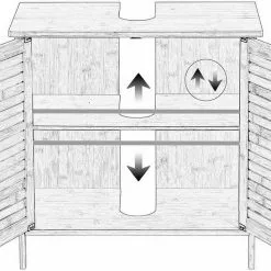 EUGAD Waschbeckenunterschrank (1-St) Unterschrank Badezimmerschrank Waschtisch Badschrank mit 2 Türen 60x30x60cm Bambus -Eugad Möbel Einkaufen 124fc055 93e4 5951 91aa 0451a7f113a6