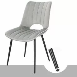 EUGAD Esszimmerstuhl (2 Stück), Küchenstuhl, Polsterstuhl, Wohnzimmerstuhl ohne Armlehne, Metallbeine, Samt, Dunkelgrau Hellgrau, Schwarz -Eugad Möbel Einkaufen 1267f1df a491 4e43 a347 272019697817