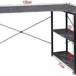 EUGAD Schreibtisch, mit Bücherregal 120x74x71,5 cm Schwarz Marmor Holz Vintage -Eugad Möbel Einkaufen 1284cf62 5f73 5178 a4ac 1f25aff39492