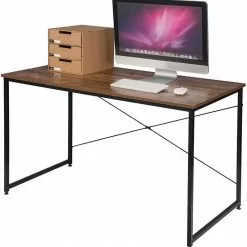 EUGAD Schreibtisch, mit Bücherregal 120x60x70 cm Schwarz Marmor Holz Vintage -Eugad Möbel Einkaufen 13868237 591e 5b29 8841 9088c5539625