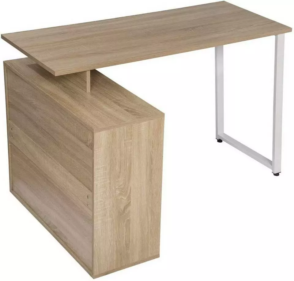 EUGAD Schreibtisch, mit Ablagen Holz 116x75x80cm Dunkelbuche Helleiche, Weiß 12 EUGAD Schreibtisch, mit Ablagen Holz 116x75x80cm Dunkelbuche Helleiche, Weiß – Bild 12