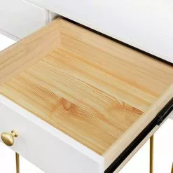 EUGAD Schminktisch, Kosmetiktisch mit 3 Schubladen, Frisiertisch aus MDF und Massivholz, 100x40x79cm, Weiß-Golden -Eugad Möbel Einkaufen 13c5424e 4af2 5ab7 8fca b951e80774e4