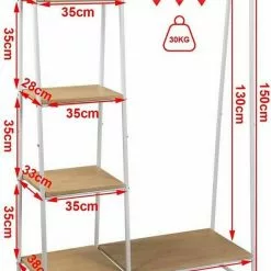 EUGAD Garderobenständer, Kleiderständer,mit Regal, Metall, Holz,im Flur, Wohnzimmer, Dunkelbraun-Schwarz Eiche-Weiß, Sand-Weiß -Eugad Möbel Einkaufen 14ac8863 f556 54ab 9d61 7ed283da6dc9