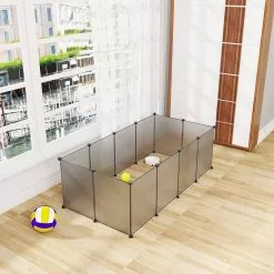 EUGAD Freigehege, Freigehege für Kaninchen Hasen Meerschweinchen Welpenauslauf DIY, 12 Platten 145 x 75 x 46 cm Grau, Schwarz, Transparent, Weiß -Eugad Möbel Einkaufen 14ff2676 f96b 5e38 9441 7a10e17e19eb