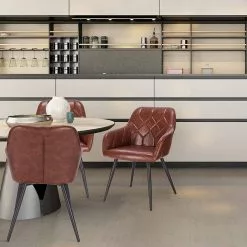 EUGAD Esszimmerstuhl, aus Kunstleder mit Armlehnen und Rückenlehne Gestell aus Metall Schwarz Braun, Dunkelbraun, Dunkelgrau -Eugad Möbel Einkaufen 156b543a eb0f 5b15 ae6e d2a717a2c77f