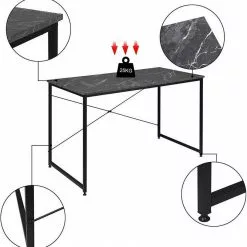 EUGAD Schreibtisch, mit Bücherregal 120x60x70 cm Schwarz Marmor Holz Vintage -Eugad Möbel Einkaufen 15acdf63 4160 5dd4 92d8 86ab8fadfb3a