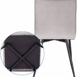 EUGAD Esszimmerstuhl (4 Stück), Polsterstuhl Wohnzimmerstuhl Samtstuhl Sessel mit Rückenlehne, Metallbeine, Sitzfläche aus Samt, Blau Creme, Dunkelgrau, Hellgrau, Rosa -Eugad Möbel Einkaufen 15bbdce2 7472 4f93 b923 48e6c9df8d1d