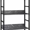 EUGAD Bücherregal, 1-tlg., Standregal, Küchenregal, 5 offenen Regalebenen, MDF, Metall, Schwarz Marmor Golden-Wei&szlig;er Marmor, Vintage