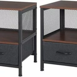 EUGAD Nachttisch (1-St), Nachtkommode mit Ablagen und Schubladen, Beistelltisch für Wohnzimmer, Nachtschrank für Schlafzimmer industrieller Stil, 40x52x36cm -Eugad Möbel Einkaufen 160a56f2 b60f 403b b2d9 e0022d12b4de