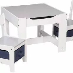 EUGAD Kindersitzgruppe, (3-tlg), 1 Kindertisch und 2 Stühle mit Stauraum, Maltisch für Kinder Kindermöbel Set, Tischplatte abnehmbar Weiß -Eugad Möbel Einkaufen 16318b91 05be 4d97 9563 a14fe1c97fcb