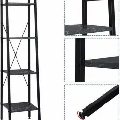 EUGAD Bücherregal, Standregal Badregal Bücherregal Küchenregal Schuhregal aus Holz und Stahl, mit 4 Ablagen, 34 x 35 x 148 cm Golden-Wei&szlig;er Marmor, Schwarz Marmor, Vintage -Eugad Möbel Einkaufen 16d4f595 0e5a 583e a51b 33248015c341