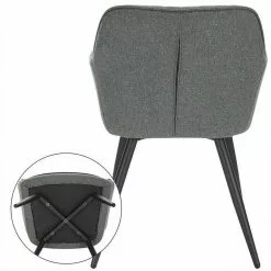 EUGAD Esszimmerstuhl (1 Stück), Küchenstuhl Wohnzimmerstuhl Sitzfläche aus Leinen Polsterstuhl mit Armlehne Metallbeine für Esszimmer Wohnzimmer Küche,Dunkelgrau Hellgrau -Eugad Möbel Einkaufen 1785e581 c84c 5f92 a231 c5154d82cdb8