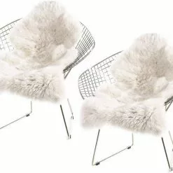 Teppich, EUGAD, 2er-Set Öko Lammfell echtes Longhair Fell XL (100-104)x65cm Weiß