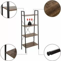 EUGAD Bücherregal, Standregal Bücherregal Metallregal Leiterregal Stufenregal Multifunktionale Regal Industrie Design MDF Metall Schwarz+schwarzer Marmor Golden+Weißer Marmor, Vintage -Eugad Möbel Einkaufen 18086f1e de75 5534 9a13 ef49060ef7c0