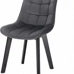 EUGAD Esszimmerstuhl (1 Stück), Wohnzimmerstuhl mit Rückenlehne, Polsterstuhl Küchenstuhl Weich Samt und Holz für ESS- und Wohnzimmer Dunkelgrau Dunkelgrün, Rosa, Schwarz