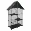 EUGAD Freigehege, Kleintierkäfig Katzenkäfig Schwarz 75x39x145cm