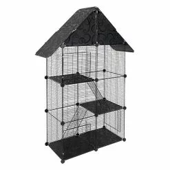 EUGAD Freigehege, Kleintierkäfig Katzenkäfig Schwarz 75x39x145cm